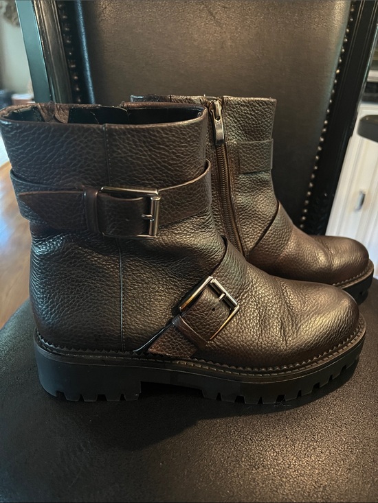 Nordstrom Shoes - Nordstrom Brown Pebbled Leather Buckle Ankle Boots
